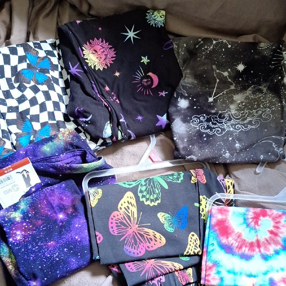 No Boundaries Black and Purple Leggings with Stretchy Comfort